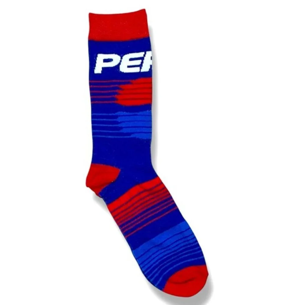 Pepsi Novelty Crew  Socks Reinforced Toe Heel Red Blue Unisex Men Shoe SZ 6-13